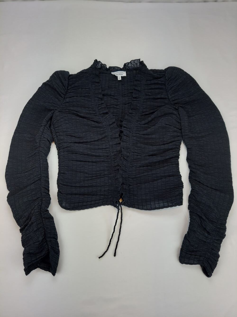 & Other Stories Black Flounce Scrunch Lace Up Cropped Stockholm Atelier Top 6
